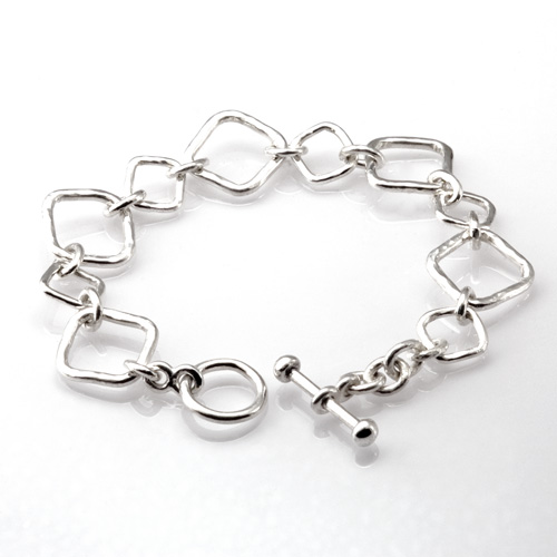 Forged Square Link Bracelet by Tamberlaine Maine jeweler