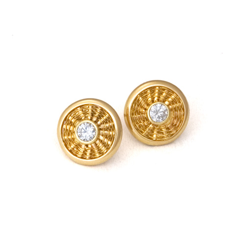 Diamond Sunburst Weave Stud Earrings in 18k gold by Tamberlaine