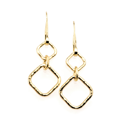 Forged Square Link Earrings in 18k yellow gold by Tamberlaine
