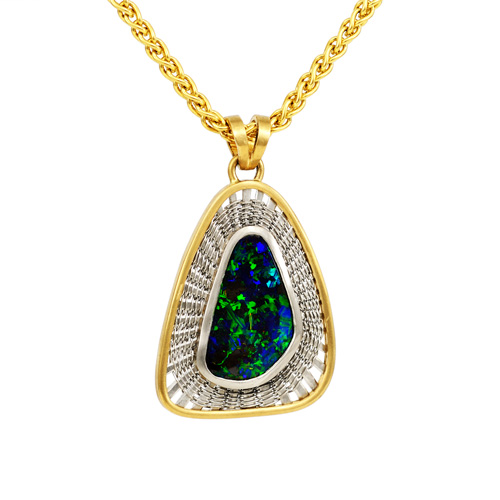 Opal Necklace hand woven in 18k, 24k. & 22k gold