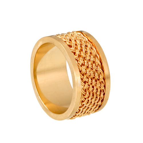 Inset Weave Ring in 18k yellow gold by Tamberlaine