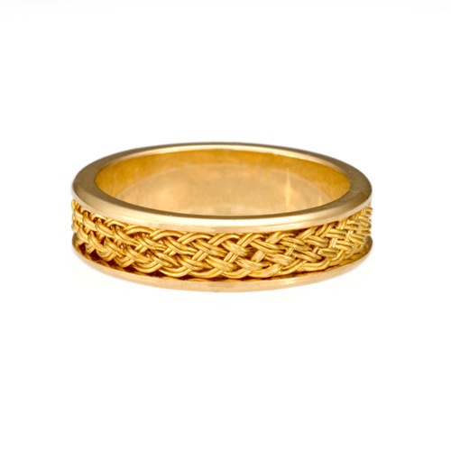Ring with Inset Weave in 18k yellow gold & 22k gold