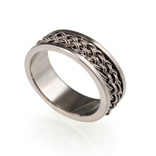 Ring with Inset Weave in 18k yellow gold & 18k palladium white gold