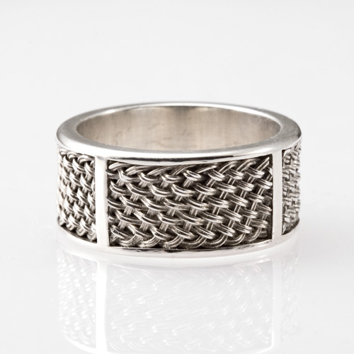 Inset Weave Ring in silver by Tamberlaine