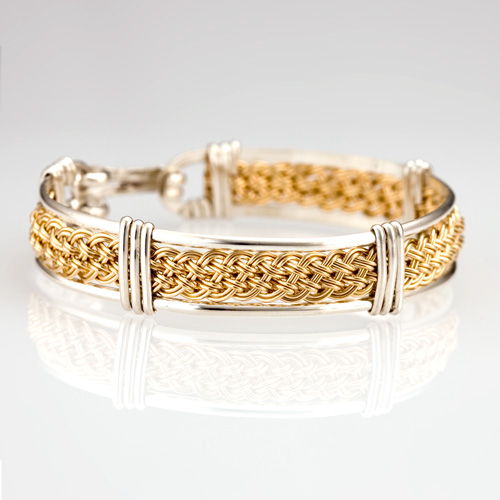 Braided Bracelet with silver frame and gold weave