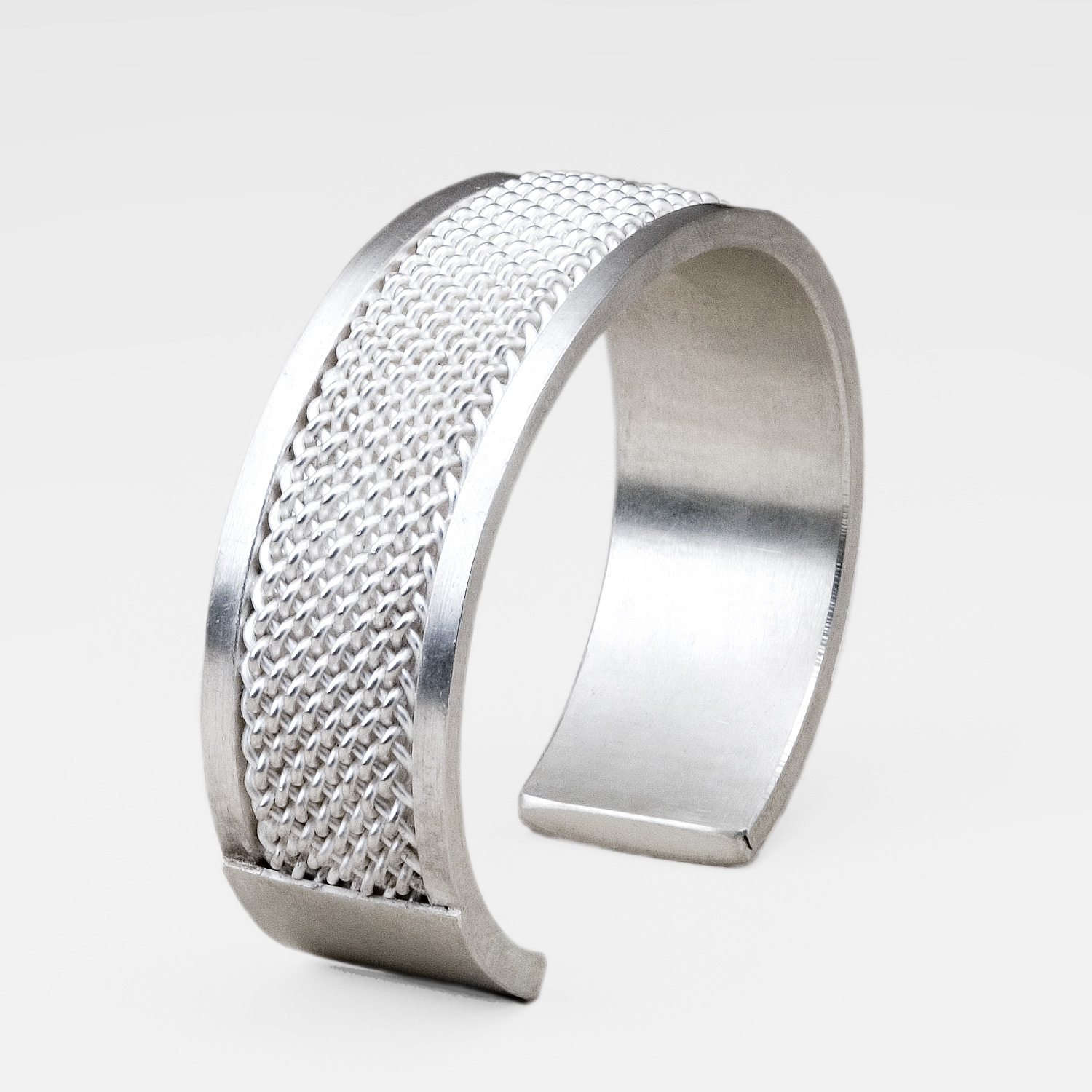 Wide Single Weave Cuff Bracelet by Tamberlaine - sterling silver