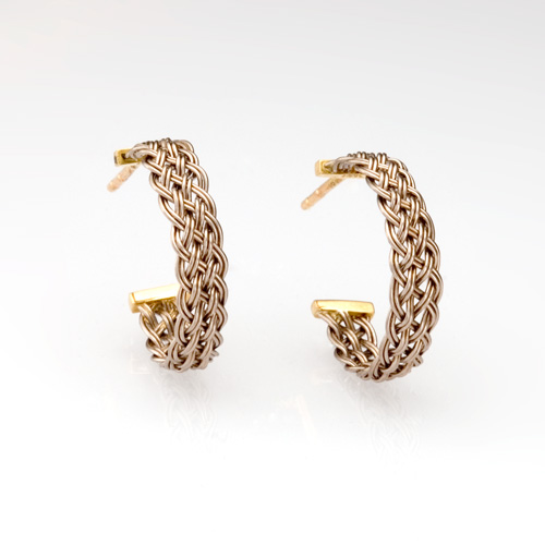 Bar Island Curl Earrings in 18k white & yellow gold by Tamberlaine
