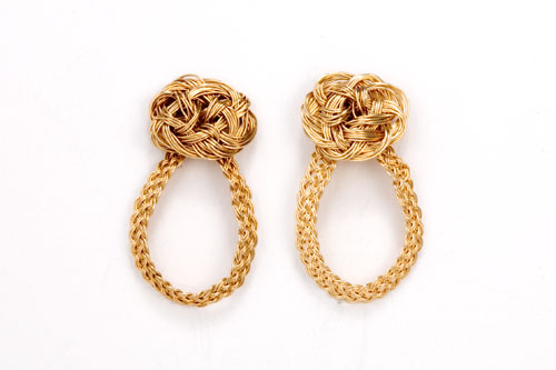 Turk's Head Loop Earrings in 18k gold by Tamberlaine, Maine jeweler