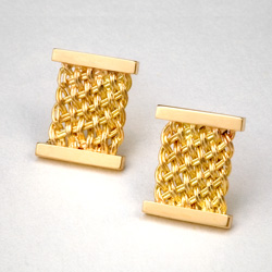 Bar Island Square Stud Earrings in 18k yellow gold by Tamberlaine