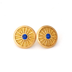 Sunburst Weave Stud Earrings in 18k gold with blue sapphire by Tamberlaine
