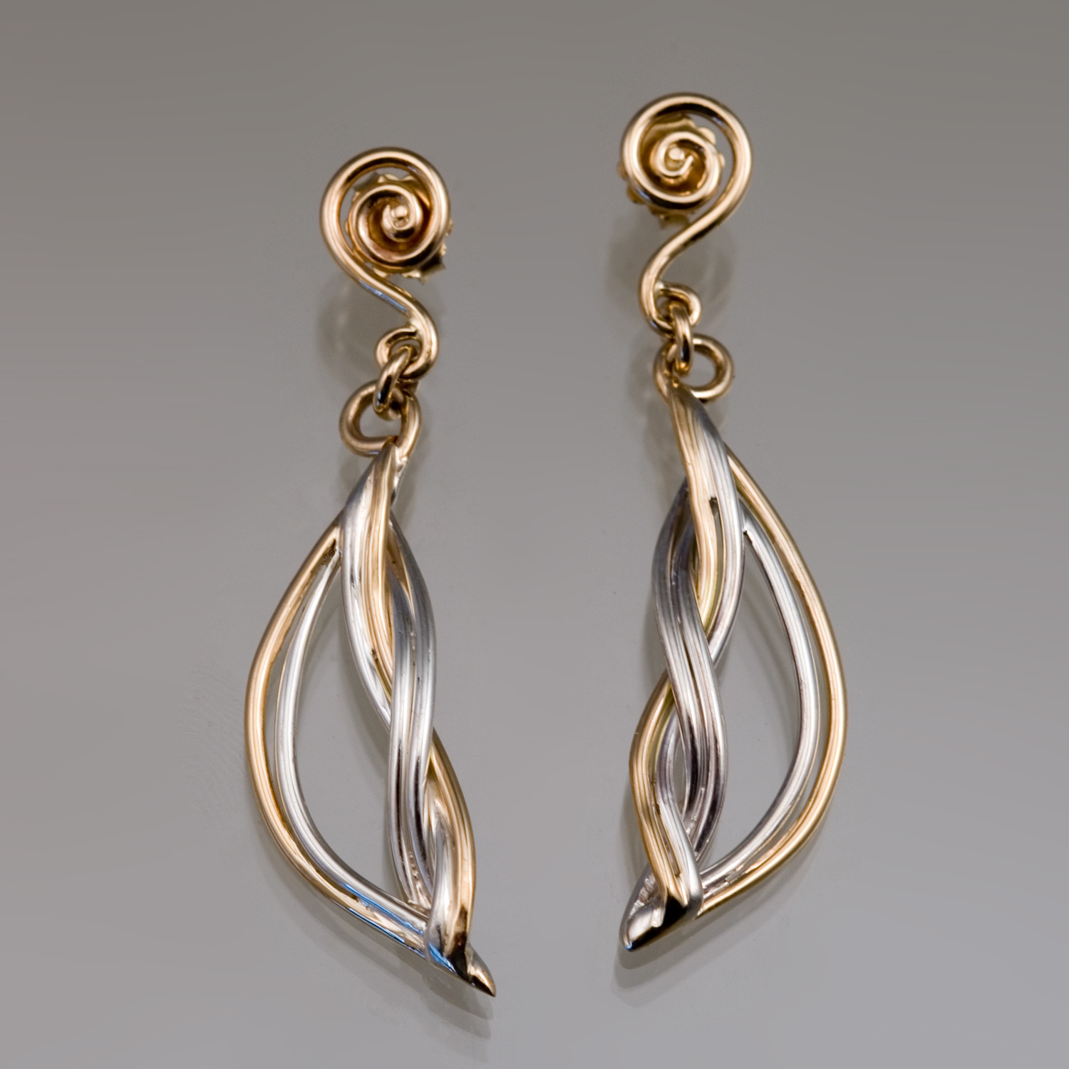 Ocean Wave Drops in 18k gold and sterling silver by Tamberlaine