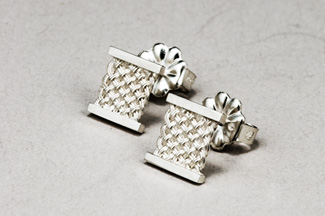 Bar Island Stud Earrings in sterling silver by Tamberlaine