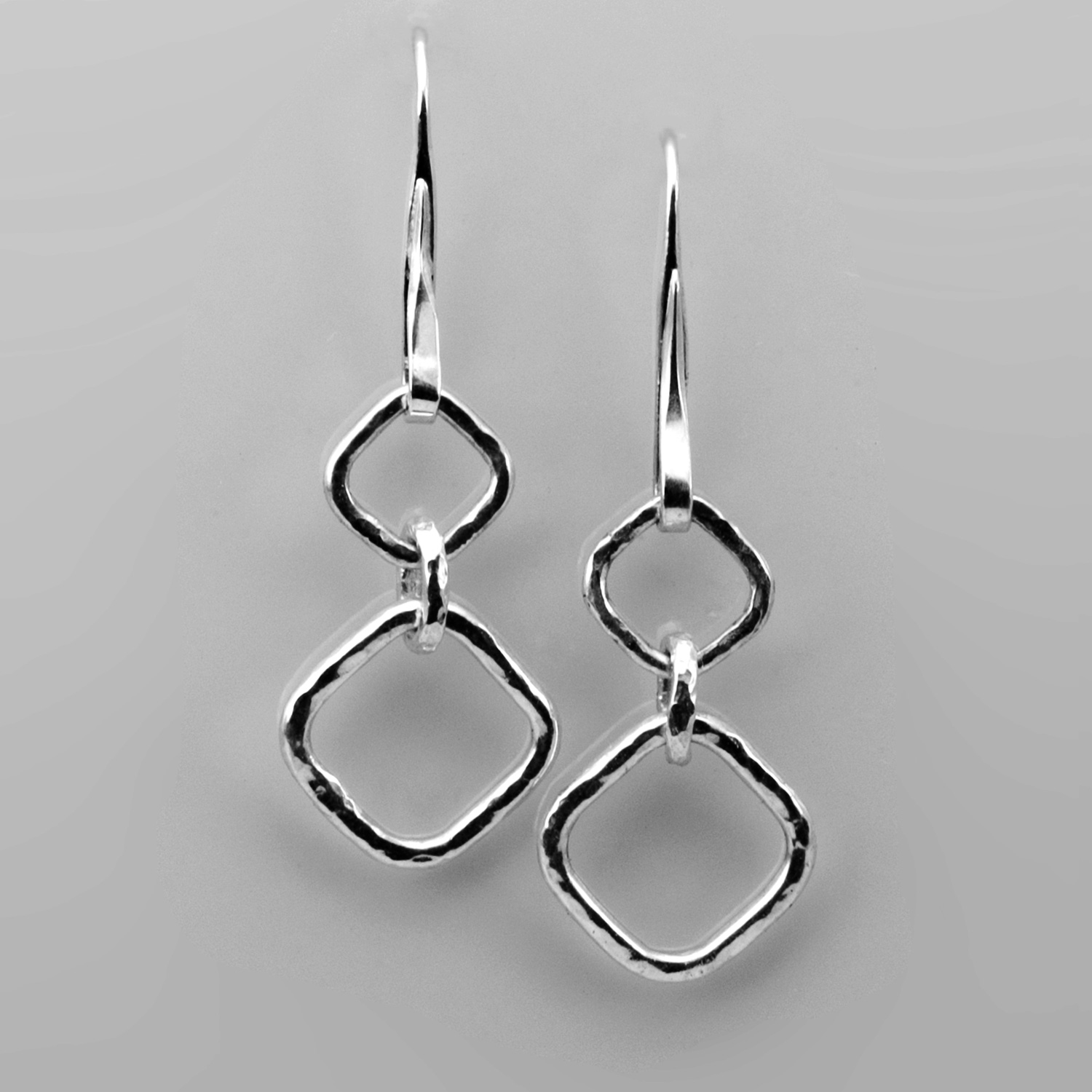 Forged Square Link Earrings - sterling silver by Tamberlaine