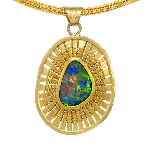 Opal Necklace hand woven in 18k, 24k. & 22k gold