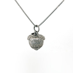 Tiny Acorn Necklace - platinum