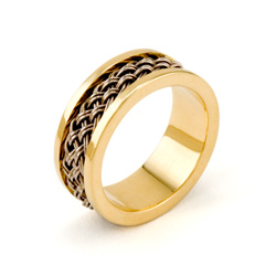 Inset Weave Ring 7mm in 18k palladium white gold