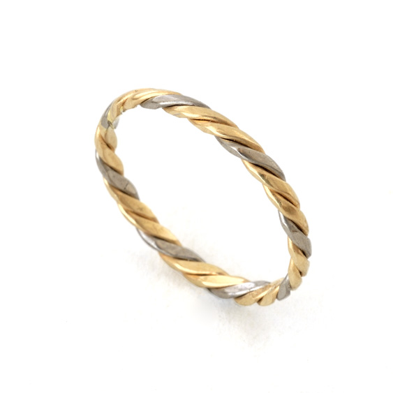 Stack Twist Ring 18k yellow and white gold
