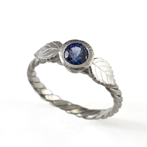 Sapphire Hydrangea Ring in platinum with sapphire by Tamberlaine
