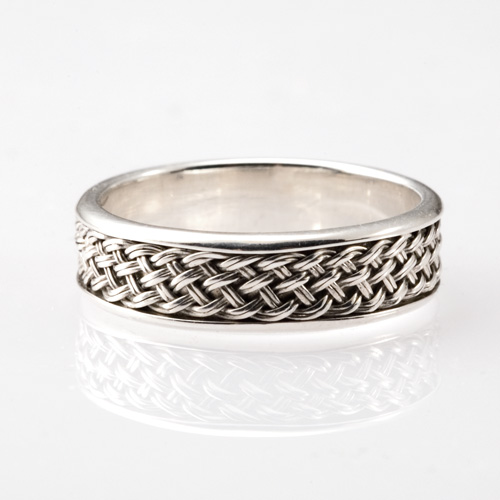 Inset Weave Ring in silver by Tamberlaine
