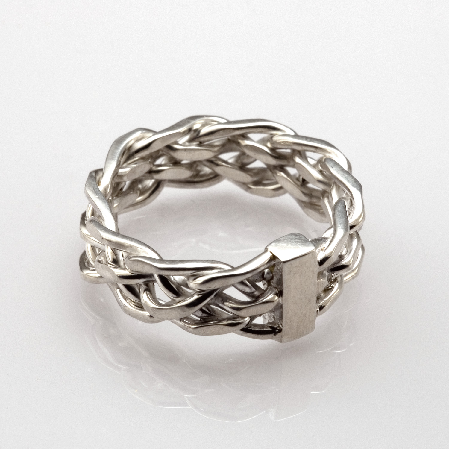 Six Strand Cut Weave Ring in sterling silver by Tamberlaine